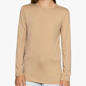 STRETCH IS COMFORT Youth Girls Oh So Soft Long Sleeve Crew Neck Top Tan 4t NWT